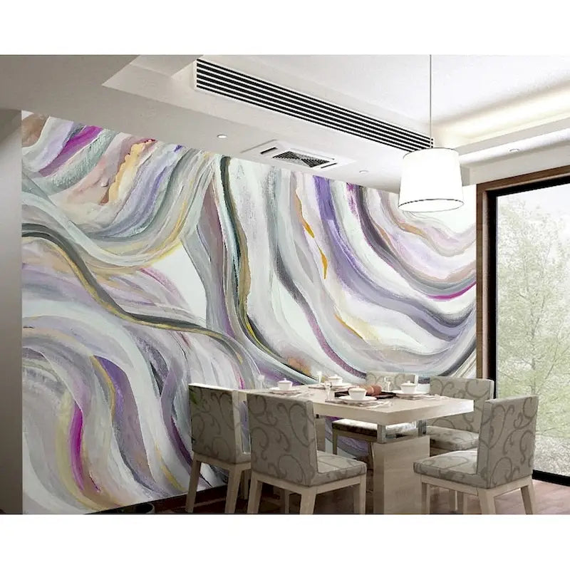 Papel pintado removible de acuarela abstracta de línea minimalista