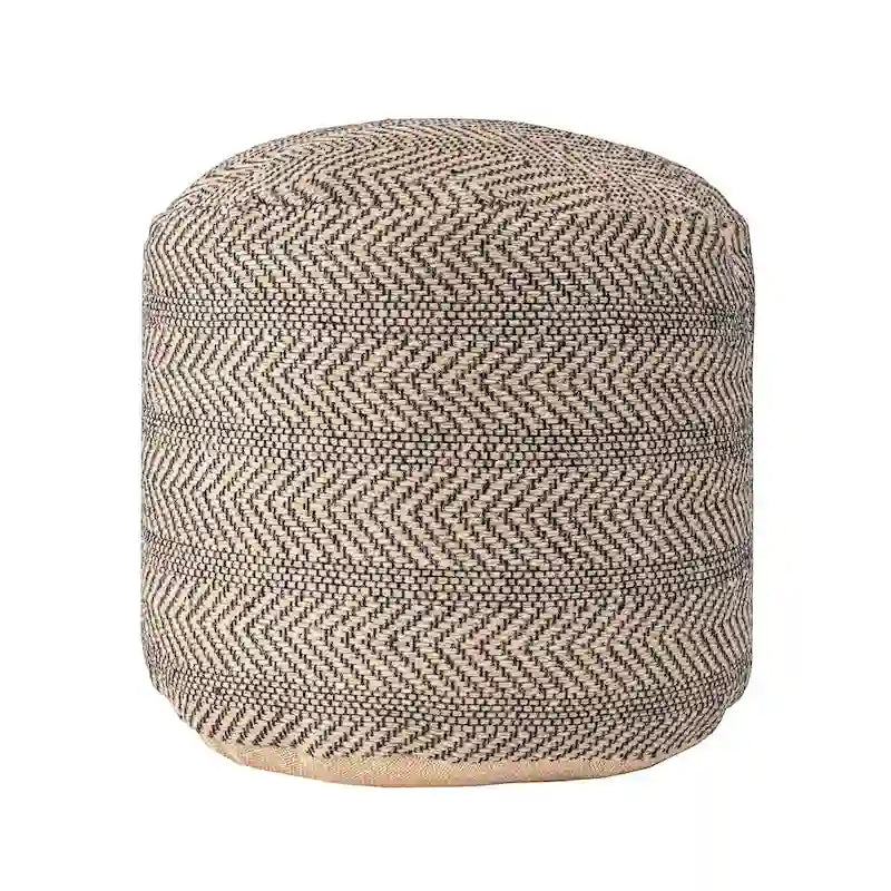 Natural Chevron Braided Jute Ottoman Pouf – 1 Person