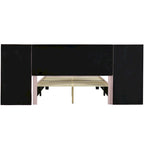 Beige Velvet Upholstered Platform Bed with Headboard & Shelves – Full/Queen, 1 Person