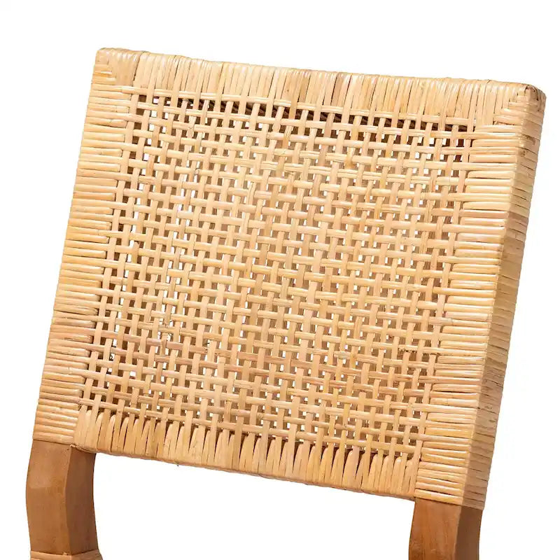 Natural Brown & Walnut Brown Bohemian Rattan Dining Chair, 1-Person