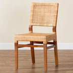 Natural Brown & Walnut Brown Bohemian Rattan Dining Chair, 1-Person