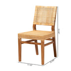 Natural Brown & Walnut Brown Bohemian Rattan Dining Chair, 1-Person