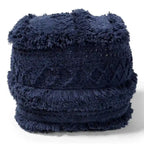 Navy / Ivory / Orange Moroccan Pouf Ottoman – 1-Person