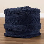 Navy / Ivory / Orange Moroccan Pouf Ottoman – 1-Person