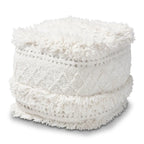 Navy / Ivory / Orange Moroccan Pouf Ottoman – 1-Person