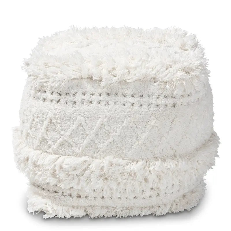Navy / Ivory / Orange Moroccan Pouf Ottoman – 1-Person