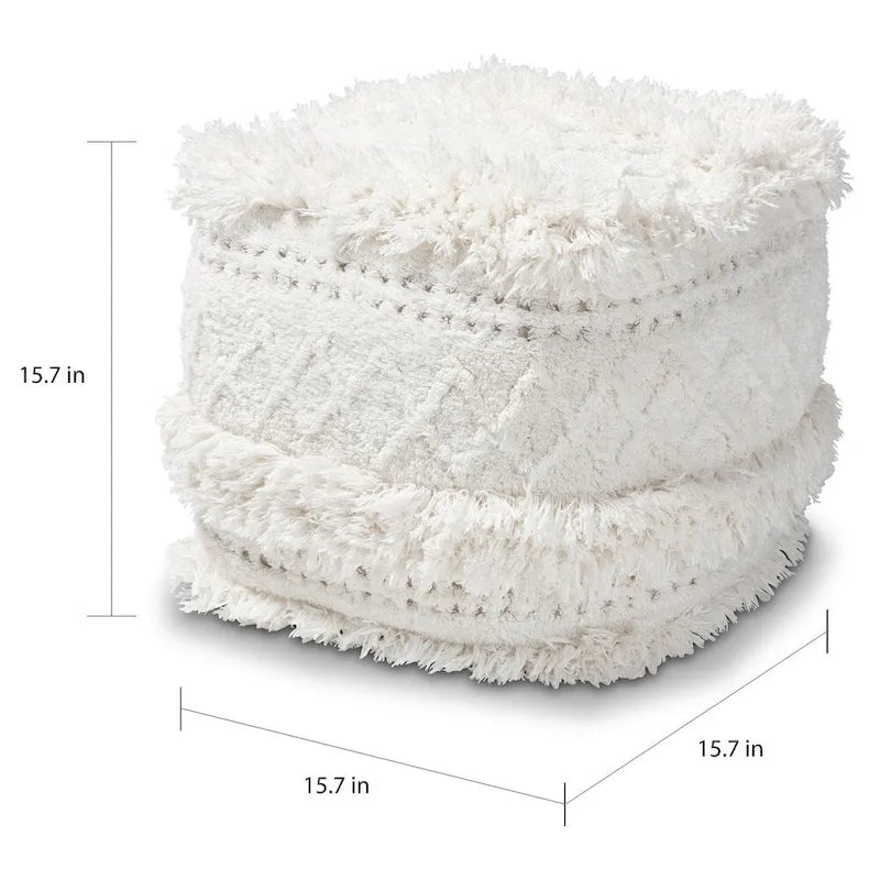 Navy / Ivory / Orange Moroccan Pouf Ottoman – 1-Person
