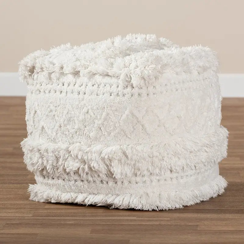 Navy / Ivory / Orange Moroccan Pouf Ottoman – 1-Person