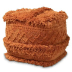 Navy / Ivory / Orange Moroccan Pouf Ottoman – 1-Person