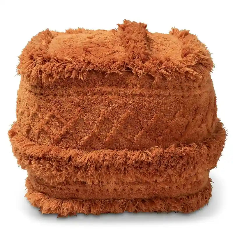 Navy / Ivory / Orange Moroccan Pouf Ottoman – 1-Person
