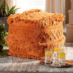 Navy / Ivory / Orange Moroccan Pouf Ottoman – 1-Person