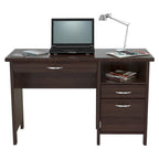 Espresso Computer Desk with Drawers & Keyboard Tray, 1-Person