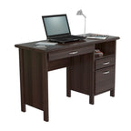 Espresso Computer Desk with Drawers & Keyboard Tray, 1-Person