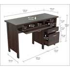Espresso Computer Desk with Drawers & Keyboard Tray, 1-Person