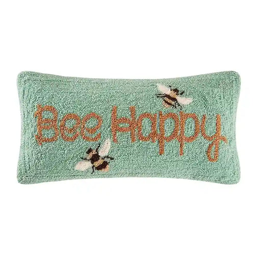 Bee Happy Hooked 10x20 Decorative Accent Throw Pillow