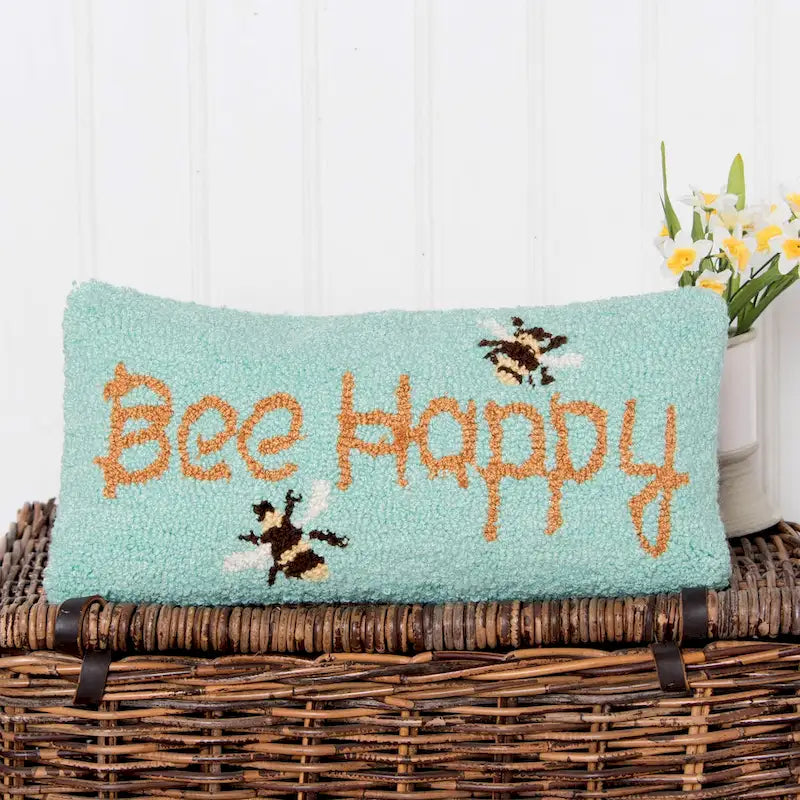 Almohada decorativa decorativa con gancho Bee Happy de 10x20