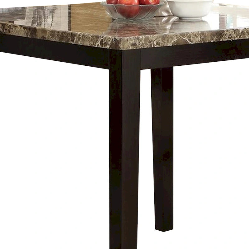 Brown Marble-Top High Bar Table, Wood, 2-Seater