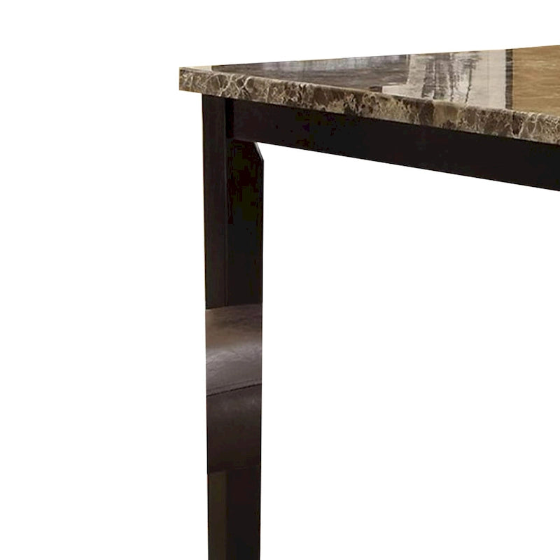 Brown Marble-Top High Bar Table, Wood, 2-Seater