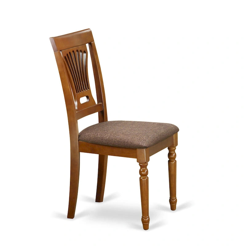 5-Piece Round Dining Set, Saddle Brown, Seats 4 – Table & Slatted-Back Chairs