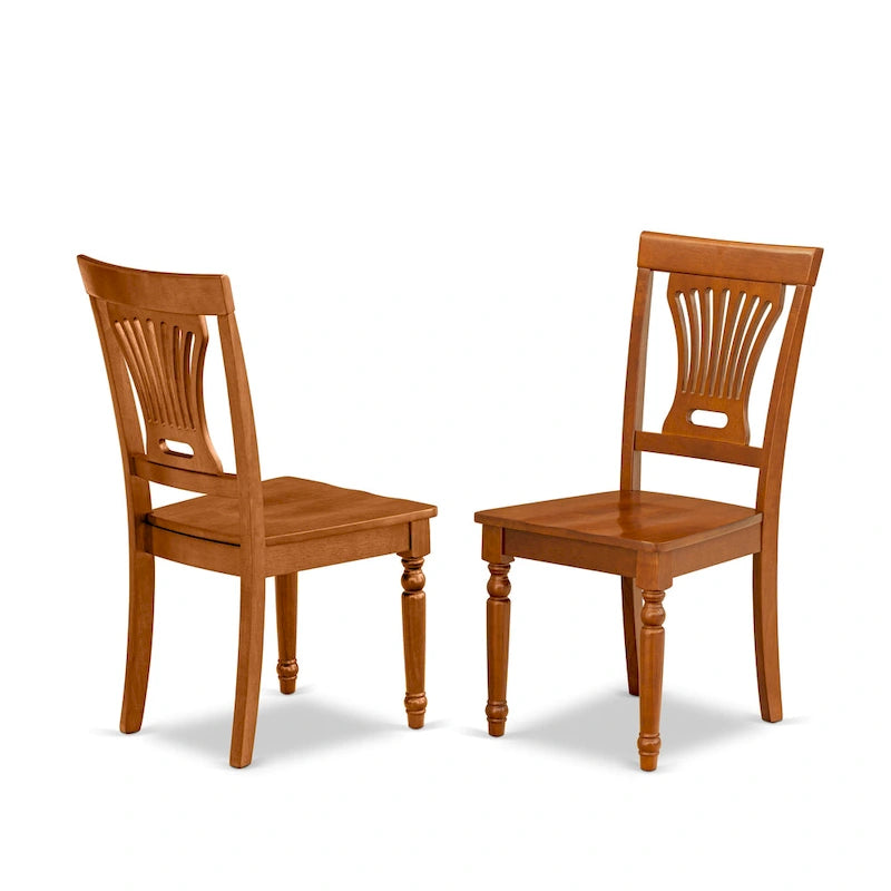 5-Piece Round Dining Set, Saddle Brown, Seats 4 – Table & Slatted-Back Chairs