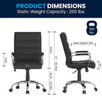 Black/White/Gray/Brown Leathersoft Mid-Back Swivel Office Chair, Metal Frame, 1-Person