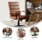 Black/White/Gray/Brown Leathersoft Mid-Back Swivel Office Chair, Metal Frame, 1-Person
