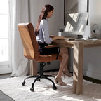 Black/White/Gray/Brown Leathersoft Mid-Back Swivel Office Chair, Metal Frame, 1-Person