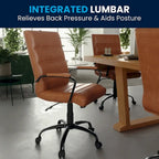 Black/White/Gray/Brown Leathersoft Mid-Back Swivel Office Chair, Metal Frame, 1-Person