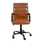 Black/White/Gray/Brown Leathersoft Mid-Back Swivel Office Chair, Metal Frame, 1-Person