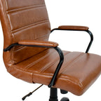 Black/White/Gray/Brown Leathersoft Mid-Back Swivel Office Chair, Metal Frame, 1-Person