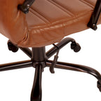 Black/White/Gray/Brown Leathersoft Mid-Back Swivel Office Chair, Metal Frame, 1-Person