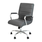 Black/White/Gray/Brown Leathersoft Mid-Back Swivel Office Chair, Metal Frame, 1-Person
