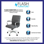 Black/White/Gray/Brown Leathersoft Mid-Back Swivel Office Chair, Metal Frame, 1-Person