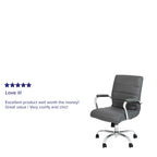 Black/White/Gray/Brown Leathersoft Mid-Back Swivel Office Chair, Metal Frame, 1-Person