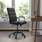 Black/White/Gray/Brown Leathersoft Mid-Back Swivel Office Chair, Metal Frame, 1-Person