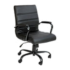 Black/White/Gray/Brown Leathersoft Mid-Back Swivel Office Chair, Metal Frame, 1-Person