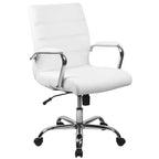 Black/White/Gray/Brown Leathersoft Mid-Back Swivel Office Chair, Metal Frame, 1-Person