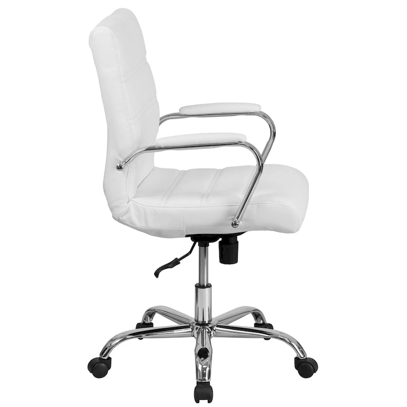 Black/White/Gray/Brown Leathersoft Mid-Back Swivel Office Chair, Metal Frame, 1-Person