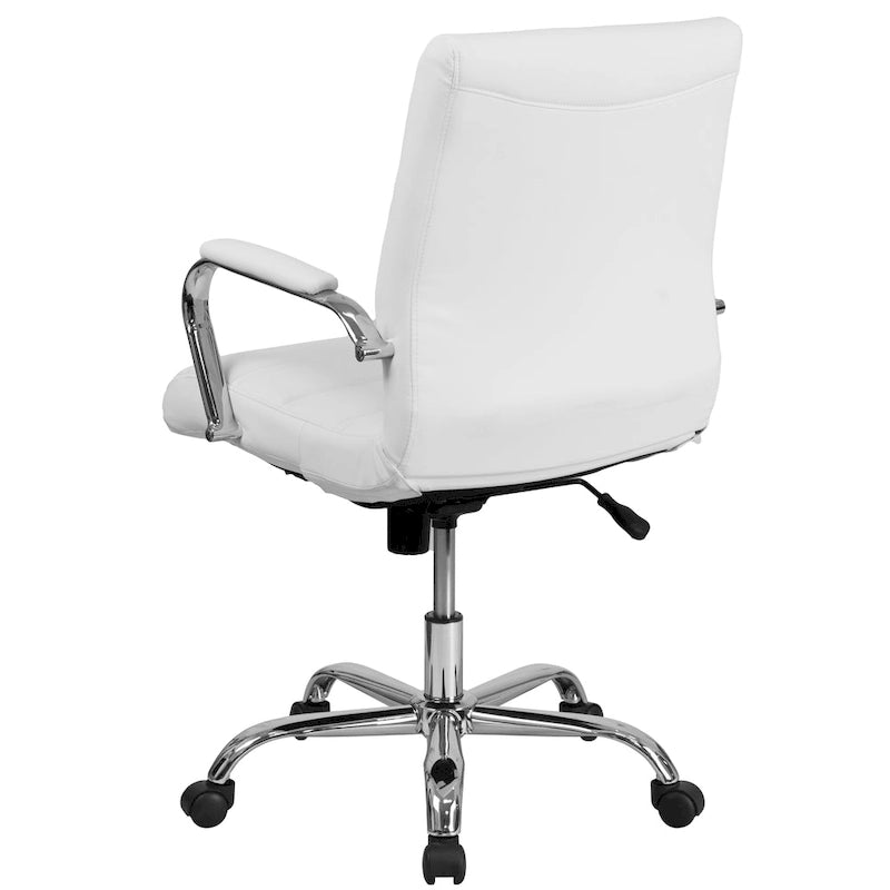 Black/White/Gray/Brown Leathersoft Mid-Back Swivel Office Chair, Metal Frame, 1-Person