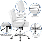 Black/White/Gray/Brown Leathersoft Mid-Back Swivel Office Chair, Metal Frame, 1-Person