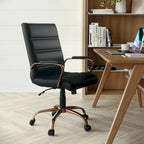 Black/White/Gray/Brown Leathersoft Mid-Back Swivel Office Chair, Metal Frame, 1-Person