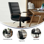 Black/White/Gray/Brown Leathersoft Mid-Back Swivel Office Chair, Metal Frame, 1-Person