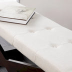 Off White Button-Tufted Upholstered Bench – 2-Person
