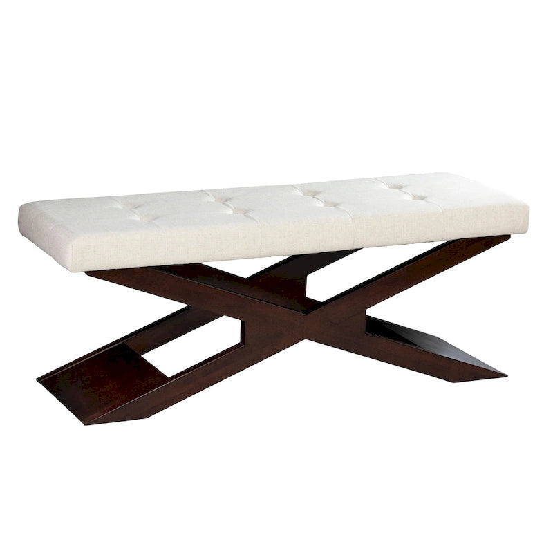 Off White Button-Tufted Upholstered Bench – 2-Person