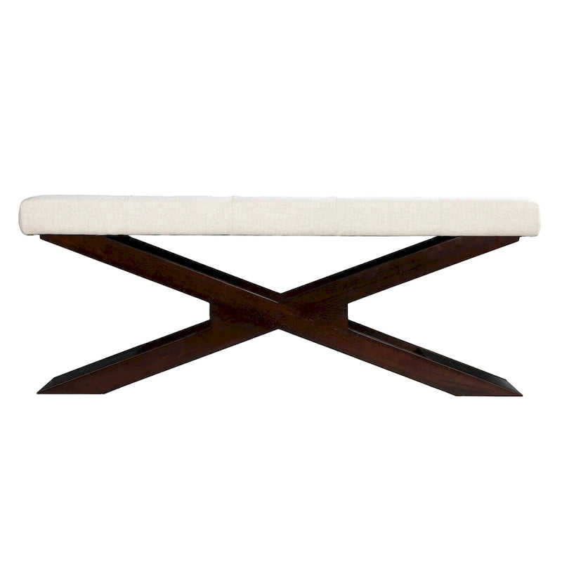 Off White Button-Tufted Upholstered Bench – 2-Person