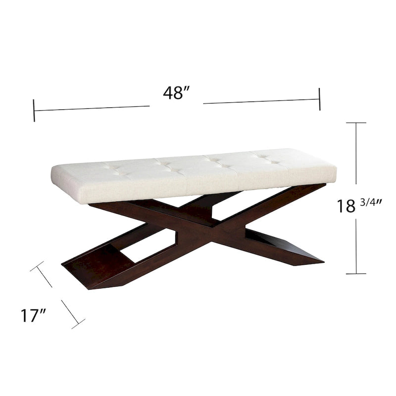 Off White Button-Tufted Upholstered Bench – 2-Person