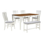 Mid-Century Dining Table Set, Antique Blue/Grey, 6-Piece, Seats 5
