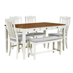 Mid-Century Dining Table Set, Antique Blue/Grey, 6-Piece, Seats 5