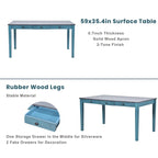 Mid-Century Dining Table Set, Antique Blue/Grey, 6-Piece, Seats 5