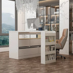 White / Black 4-Drawer Desk Dresser with Movable L-Shape Tabletop, 1-Person